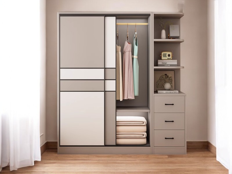 Tủ quần áo cửa lùa mẫu hiện đại đẹp bền cho nhà nhỏ 2025 22 Tủ cửa lùa gỗ