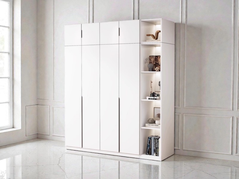 Tủ quần áo gia đình: Hướng dẫn toàn diện để chọn, bố trí và tối ưu hóa không gian 29 Tủ quần áo gia đình hiện đại với cửa trượt gương tiết kiệm không gian phòng ngủ