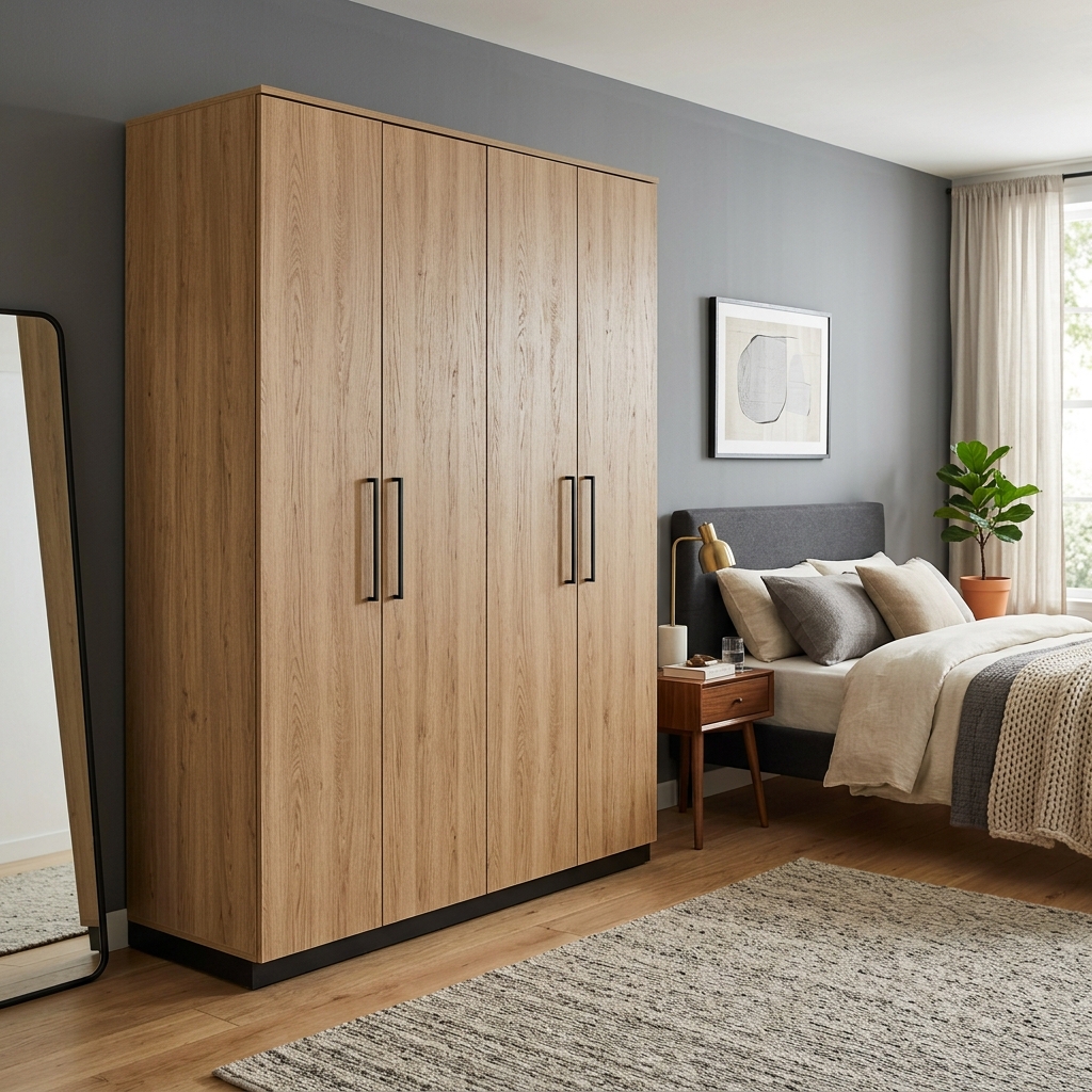 Tủ quần áo melamine 3 cánh phối màu trắng nâu đẹp mắt