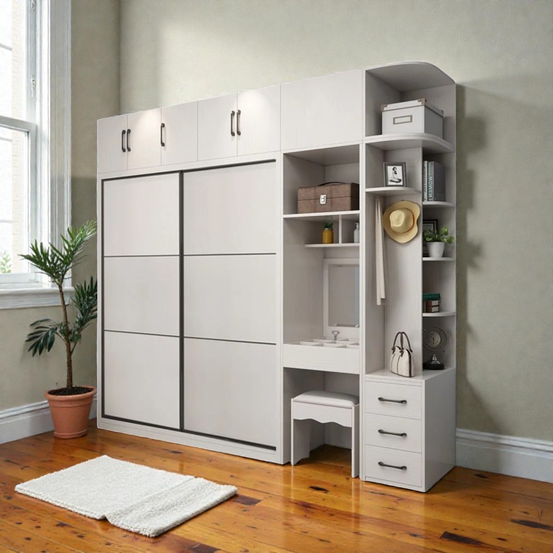 Thiết kế tủ quần áo melamine âm tường kịch trần hiện đại