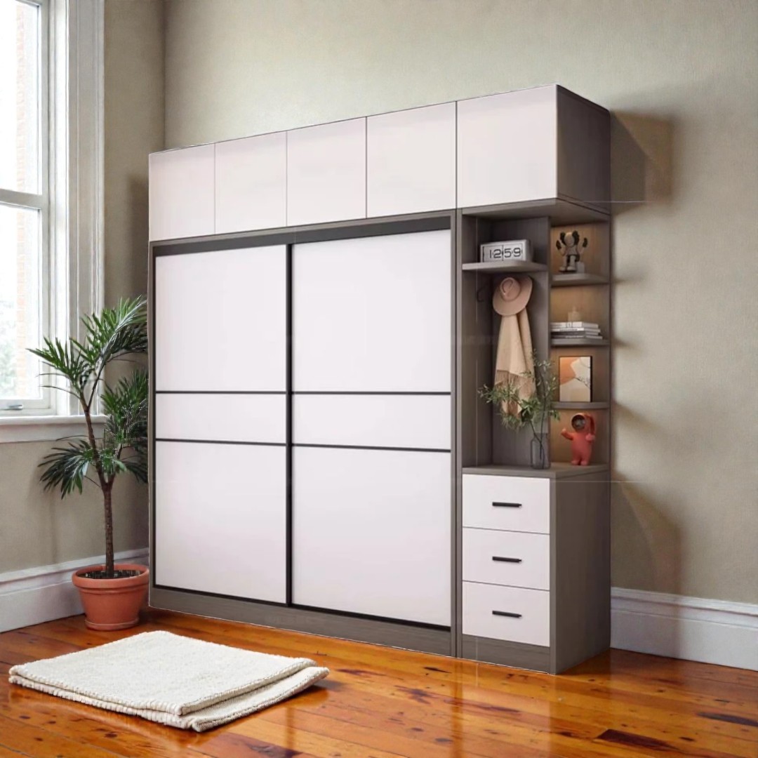 Tủ quần áo hiện đại melamine 4 cánh màu vân gỗ sồi sang trọng