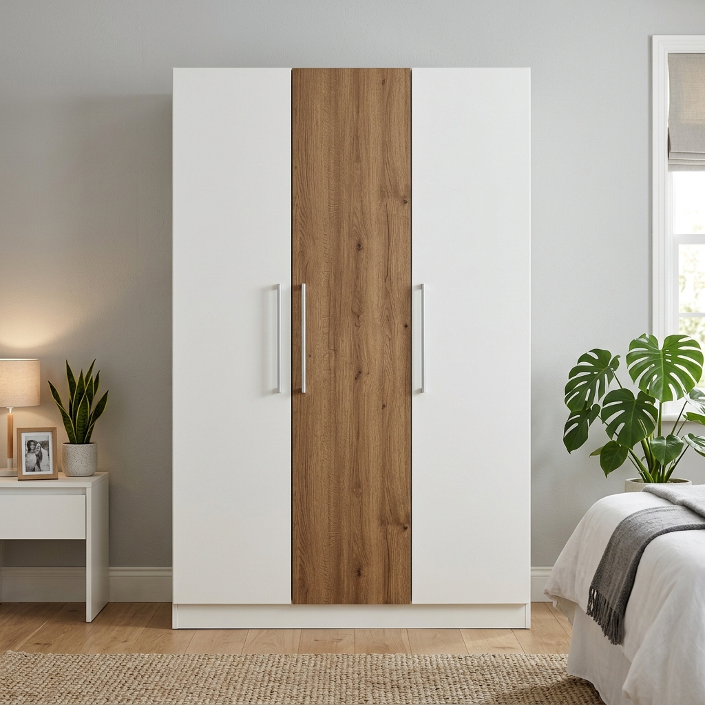 Tủ quần áo melamine 3 cánh phối màu trắng nâu đẹp mắt