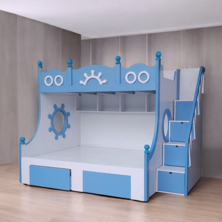 Giường tầng màu xanh cho bé trai