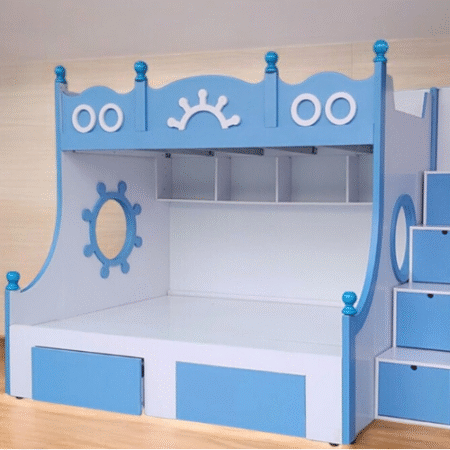 Giường tầng màu xanh cho bé trai