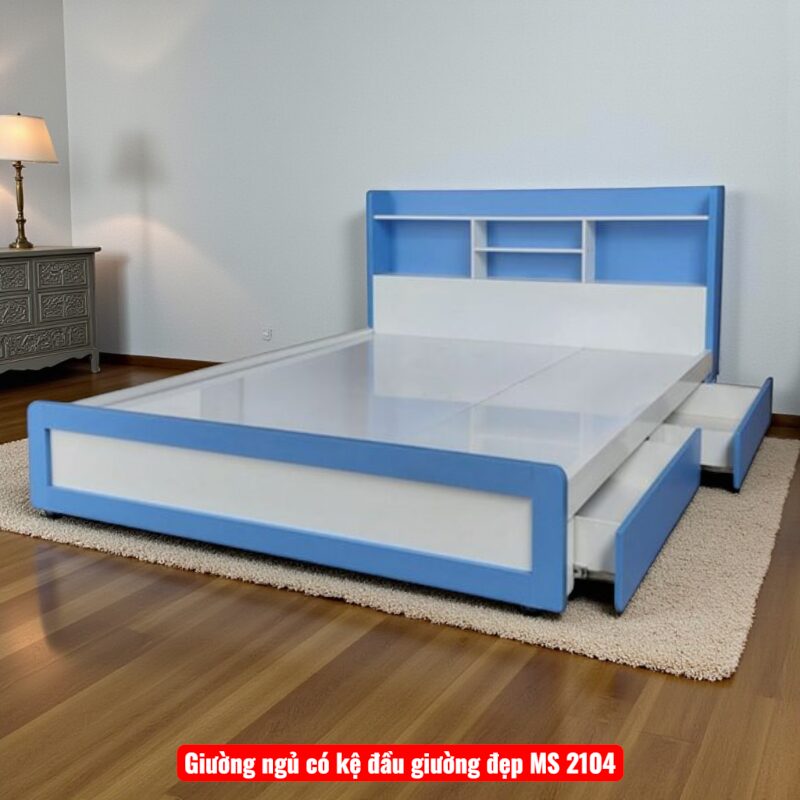 Giường ngủ có kệ đầu giường đẹp MS 2104 1 Giường ngủ có kệ đầu giường hiện đại