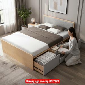 Thiết kế hiện đại của giường ngủ có ngăn kéo tiết kiệm không gian