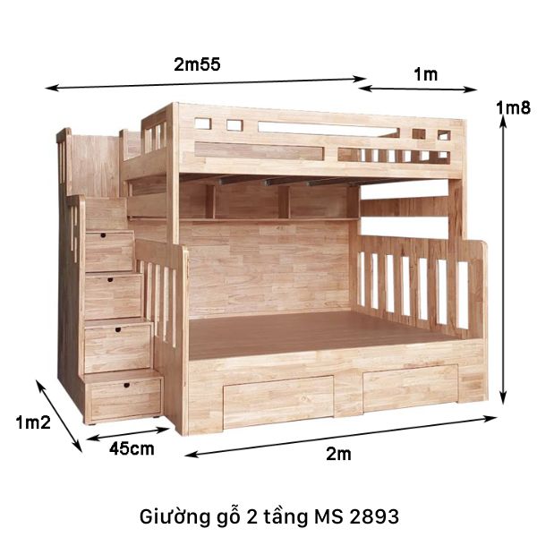 Kích thước giường gỗ 2 tầng