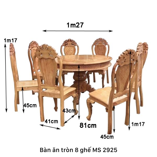 Kích thước bàn ăn tròn 8 ghế