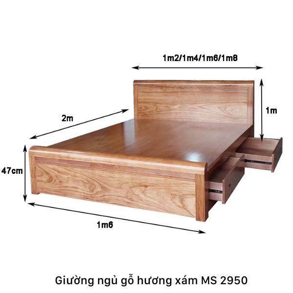Kích thước giường ngủ gỗ hương xám