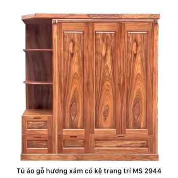 Tủ áo gỗ hương xám có kệ trang trí