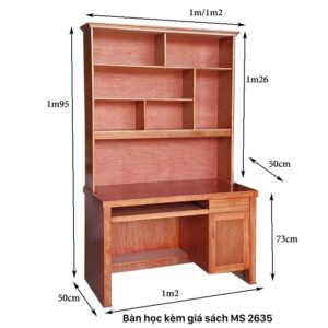 Bàn học kèm giá sách MS 2635
