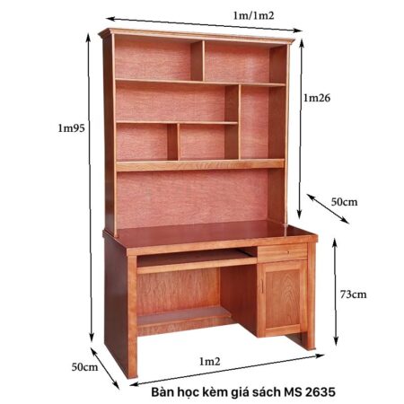 Bàn học kèm giá sách MS 2635
