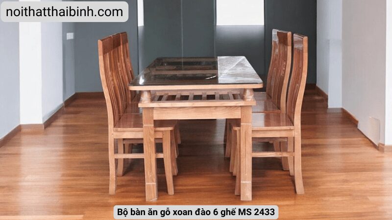 Bộ bàn ăn gỗ xoan đào 6 ghế Bộ bàn ăn gỗ xoan đào 6 ghế