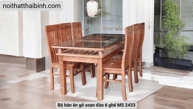 Bộ bàn ăn gỗ xoan đào 6 ghế Bộ bàn ăn gỗ xoan đào 6 ghế