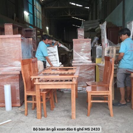 Bộ bàn ăn gỗ xoan đào 6 ghế MS 2433 9 Bộ bàn ăn gỗ xoan đào 6 ghế