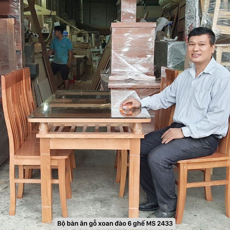 Bộ bàn ăn gỗ xoan đào 6 ghế