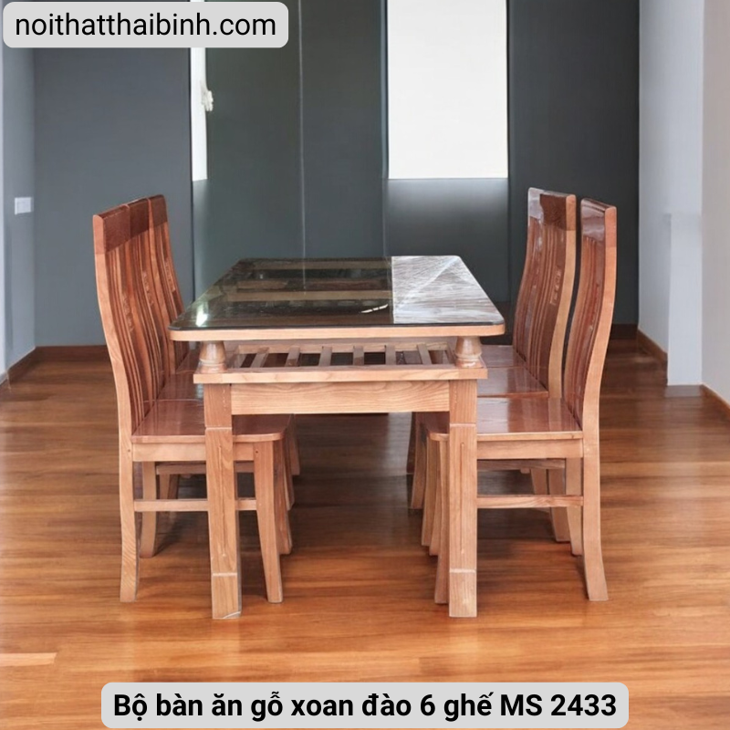 Bộ bàn ăn gỗ xoan đào 6 ghế Bộ bàn ăn gỗ xoan đào 6 ghế