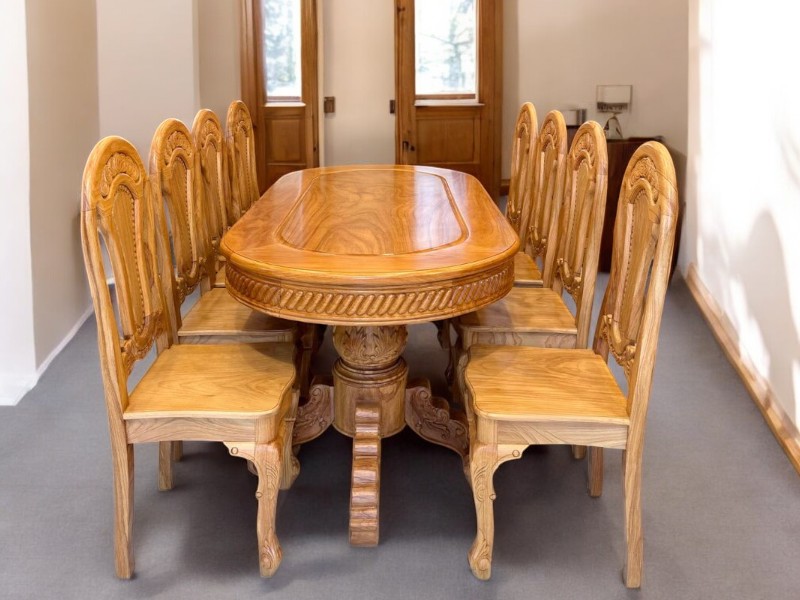 5 mẫu bàn ăn bằng gỗ tự nhiên đẹp cho không gian nhỏ 16 Bộ bàn ăn 6 ghế gỗ tự nhiên