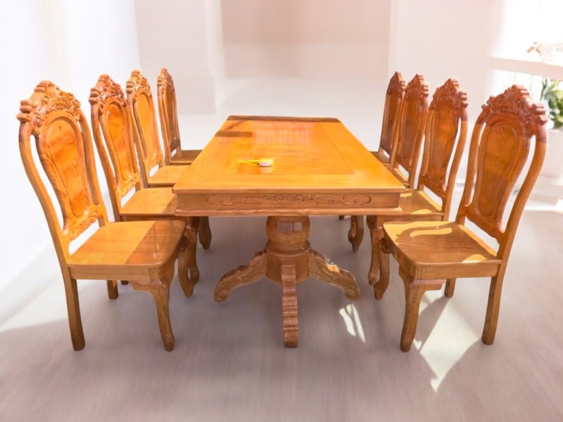 5 mẫu bàn ăn bằng gỗ tự nhiên đẹp cho không gian nhỏ 14 Bộ bàn ăn 6 ghế gỗ tự nhiên