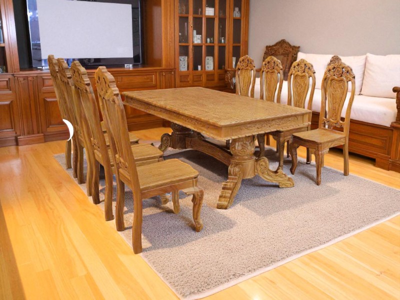 5 mẫu bàn ăn bằng gỗ tự nhiên đẹp cho không gian nhỏ 7 Bộ bàn ăn 6 ghế gỗ tự nhiên