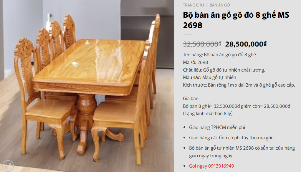 Bộ bàn ăn gia đình 6 ghế