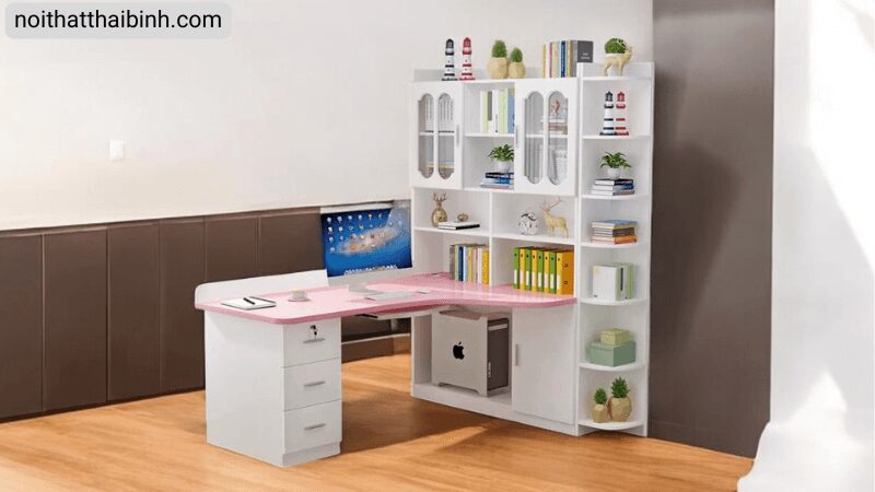 Mẫu bàn học sinh có giá sách bằng gỗ Mẫu bàn học sinh có giá sách bằng gỗ