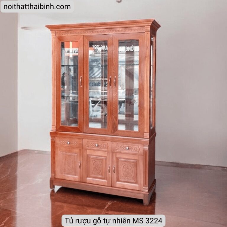 Tủ rượu phòng khách gỗ tự nhiên MS 3224 1 Tủ rượu phòng khách gỗ tự nhiên MS 3224