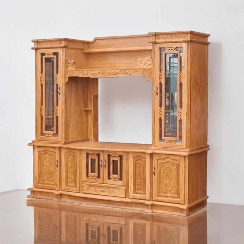 Kệ tivi gỗ gõ đỏ kết hợp tủ rượu MS 2737