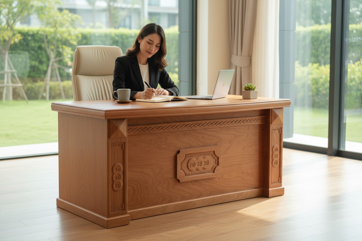 Bàn giám đốc gỗ tự nhiên cao cấp cho lãnh đạo