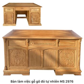 Bàn gỗ làm việc gỗ gõ đỏ MS 2976 | GIAO HỎA TỐC TPHCM