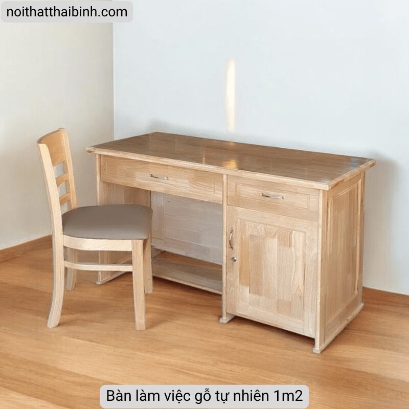 Bàn làm việc gỗ tự nhiên 1m2 MS 2967 1 Bàn làm việc gỗ tự nhiên 1m2 MS 2967