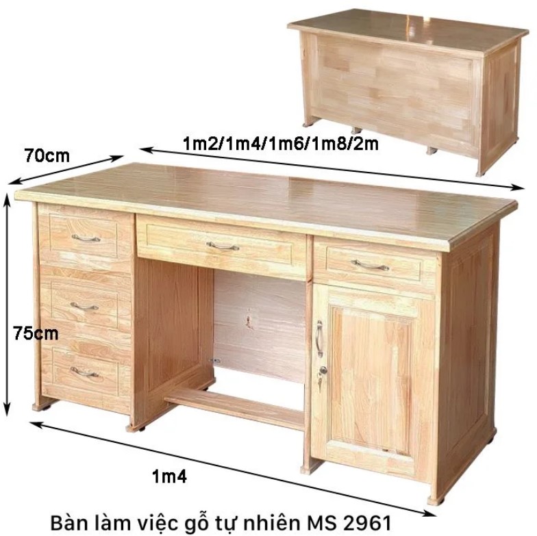 Bàn làm việc văn phòng bằng gỗ MS 2961 6 Bàn làm việc văn phòng bằng gỗ