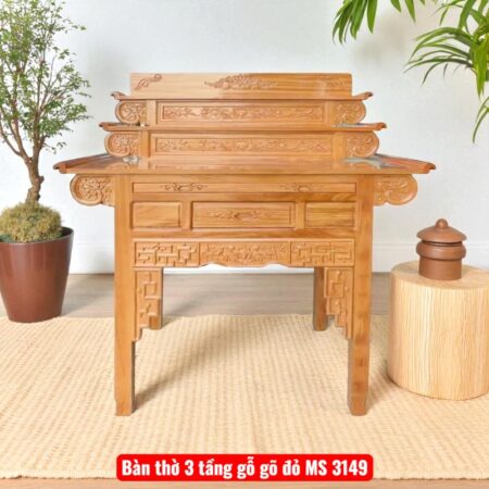 Bàn thờ 3 tầng gỗ gõ đỏ