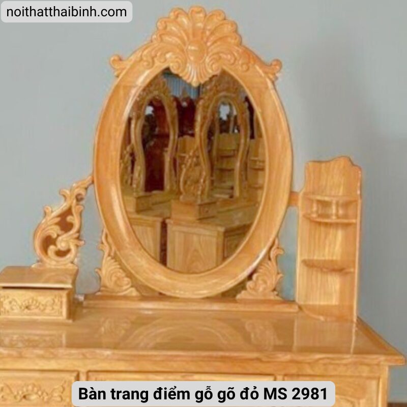 Bàn trang điểm bằng gỗ gõ đỏ tự nhiên MS 2981 3 Bàn trang điểm bằng gỗ gõ đỏ tự nhiên MS 2981 - Ảnh 3