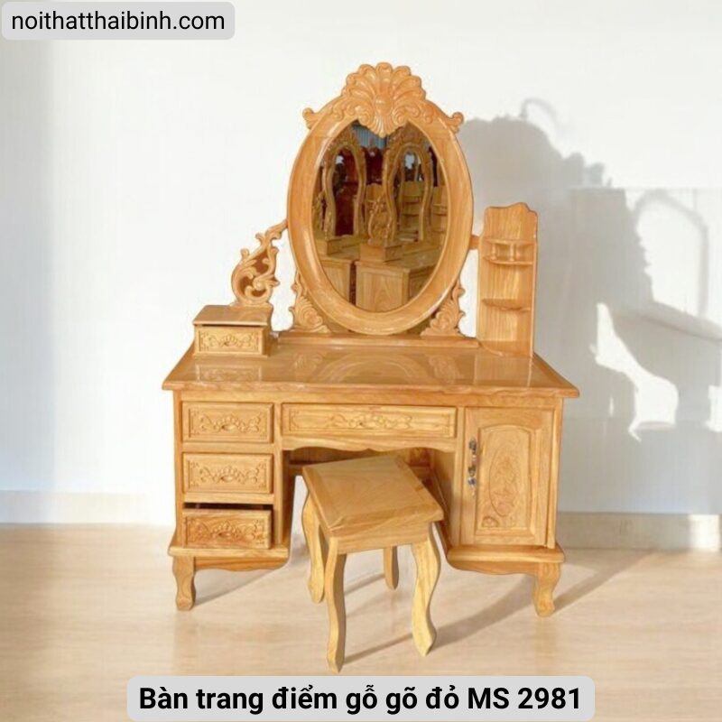 Bàn trang điểm bằng gỗ gõ đỏ tự nhiên MS 2981 4 Bàn trang điểm bằng gỗ gõ đỏ tự nhiên MS 2981 - Ảnh 4
