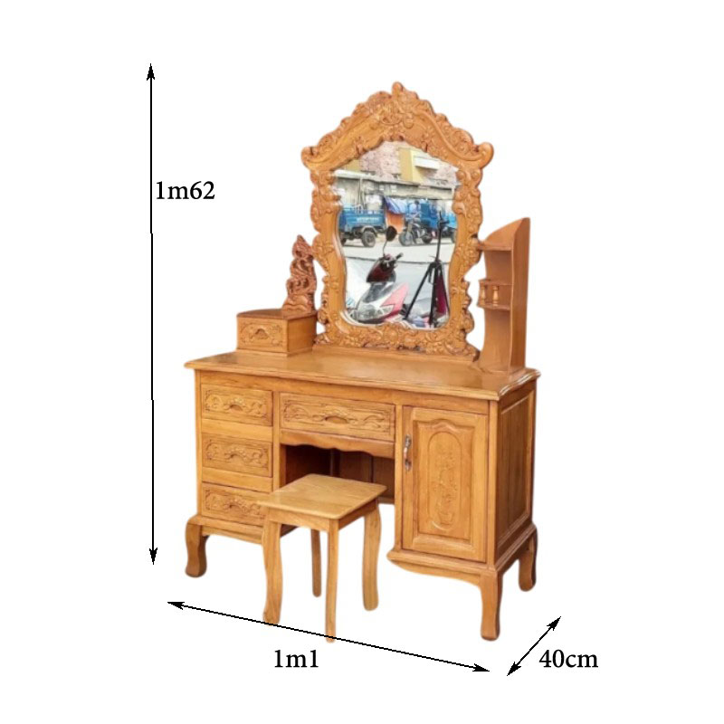 Bàn trang điểm gỗ gõ đỏ tự nhiên đẹp