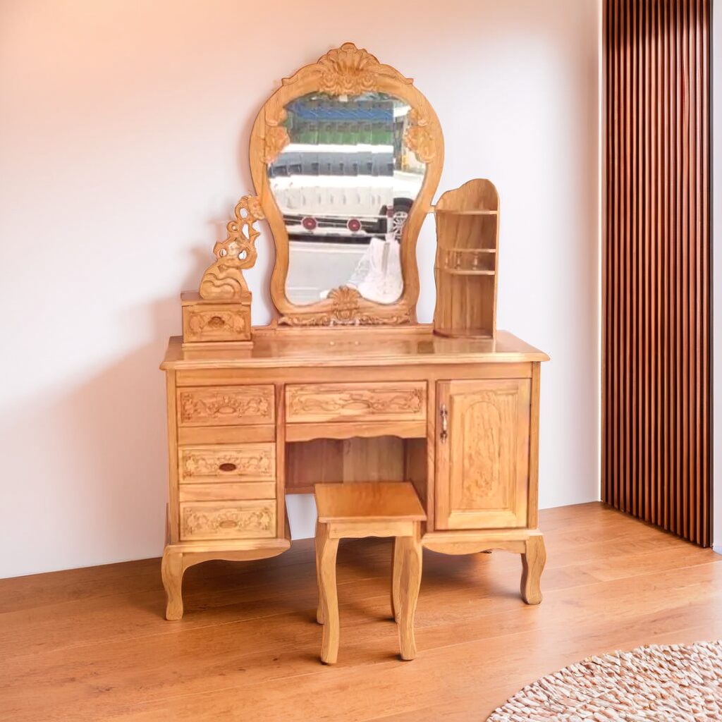 Bàn trang điểm gỗ tự nhiên cao cấp MS 1195 1 Bàn trang điểm gỗ tự nhiên cao cấp MS 1195