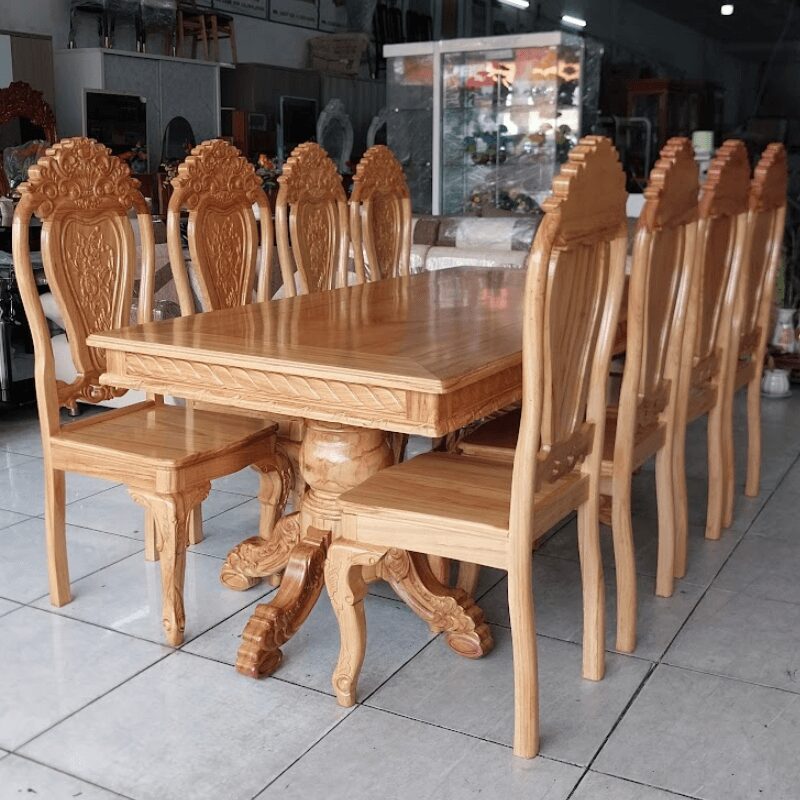 Bộ bàn ăn 8 ghế gỗ gõ đỏ MS 3197 1 Bộ bàn ăn 8 ghế gỗ gõ đỏ MS 3197