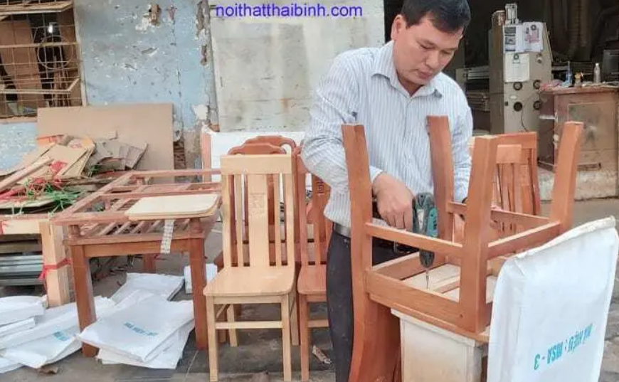 Bộ bàn ăn gỗ sồi MS 9969 5 Bộ bàn ăn gỗ sồi