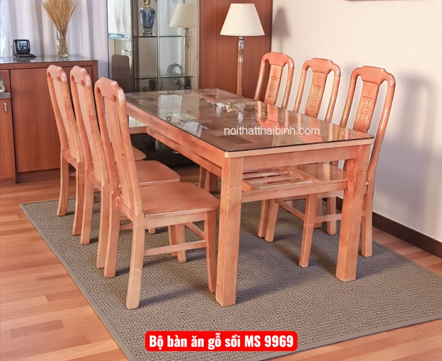 Bộ bàn ăn gỗ sồi MS 9969 7 Bộ bàn ăn gỗ sồi