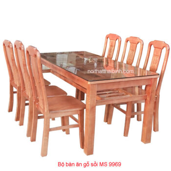 Bộ bàn ăn gỗ sồi MS 9969 Giá bán = 10.500.000 đ - Tặng kính mặt bàn 1m6 dầy 8ly