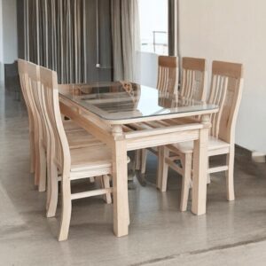 Bộ bàn ăn gỗ sồi tự nhiên MS 3098 11 Bộ bàn ăn gỗ sồi tự nhiên MS 3098