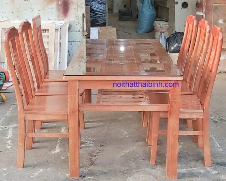 Bộ bàn ăn gỗ sồi MS 9969 6 Bộ bàn ăn gỗ sồi