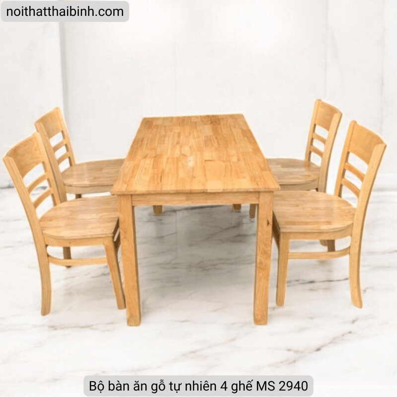 Bộ bàn ăn gỗ tự nhiên 4 ghế MS 2940 5 Bộ bàn ăn gỗ tự nhiên 4 ghế MS 2940 - Ảnh 5