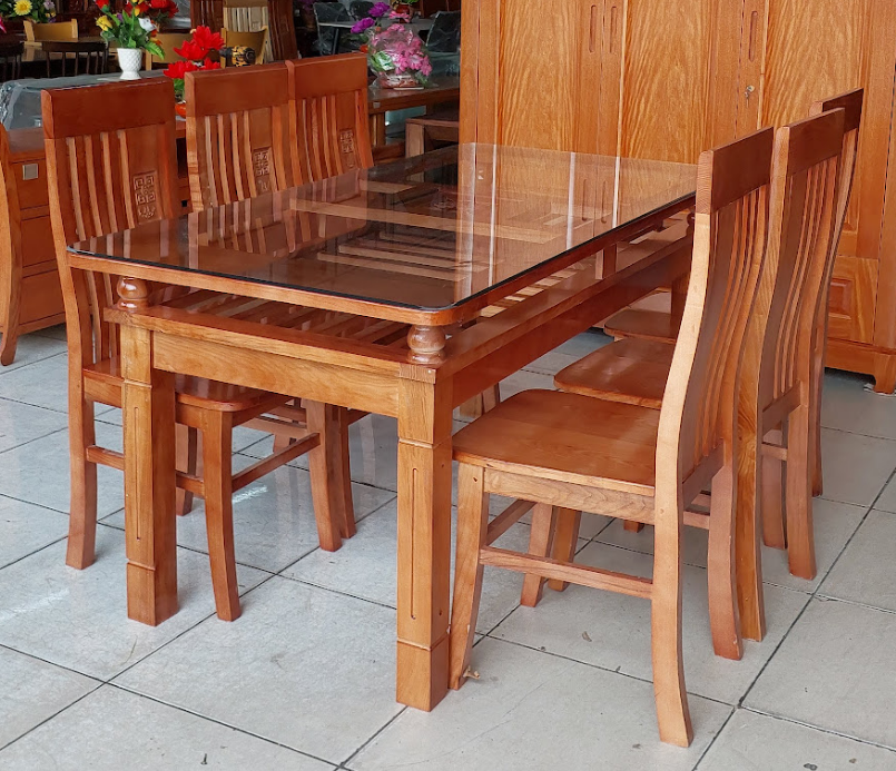 Bộ bàn ăn gỗ xoan đào MS 9752 8 Bộ bàn ăn gỗ xoan đào