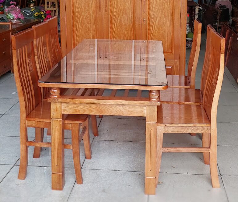 Bộ bàn ăn gỗ xoan đào MS 9752 7 Bộ bàn ăn gỗ xoan đào