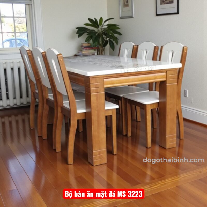 Bộ bàn ăn mặt đá MS 3223 19 Bộ bàn ăn mặt đá 6 ghế hiện đại sang trọng tại TPHCM