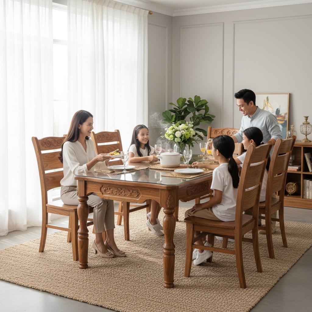 Bộ bàn ghế ăn gỗ hương xám