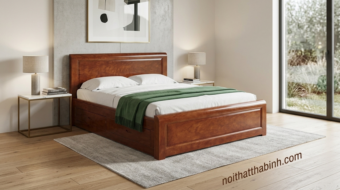 Giường gỗ tự nhiên