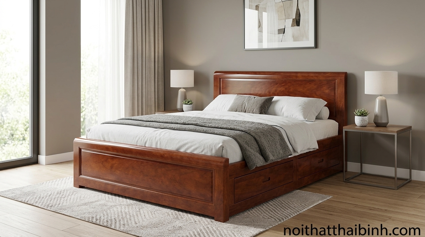Giường ngủ cho vợ chồng có ngăn kéo